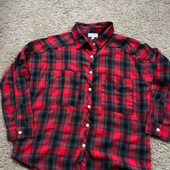 Pink Lily Tops - Pink Lily Flannel Shirt